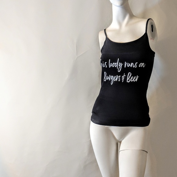 Tops - This Body Runs On Burgers & Beer Long Cami sz M Tops - This Body Runs On Burgers & Beer Long Cami sz M